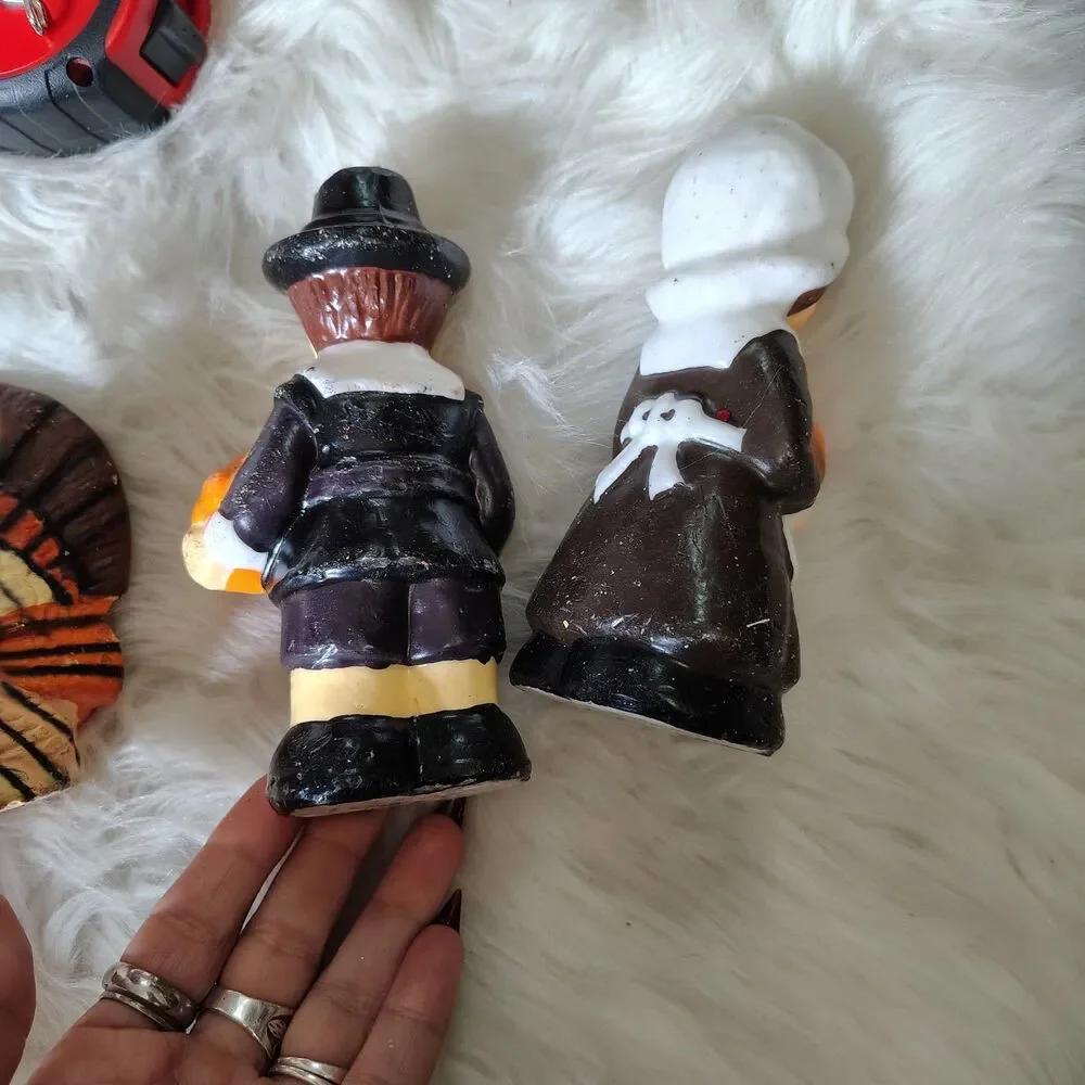 Vintage Thanksgiving Decor Pilgrims Turkey Candles 90s Nostalgia Autumn Fall New